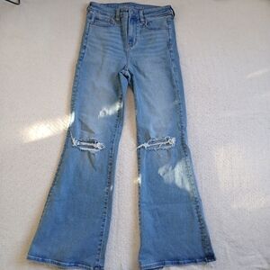 aeo ♡ super high rise flare jeans 4 short american eagle 5927